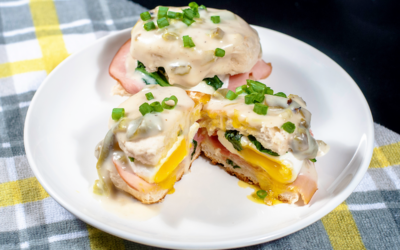 Ham and Egg Biscuit with Green Chile Gravy